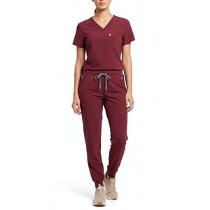 Figs Burgundy Jogger Scrub Pants Size XL